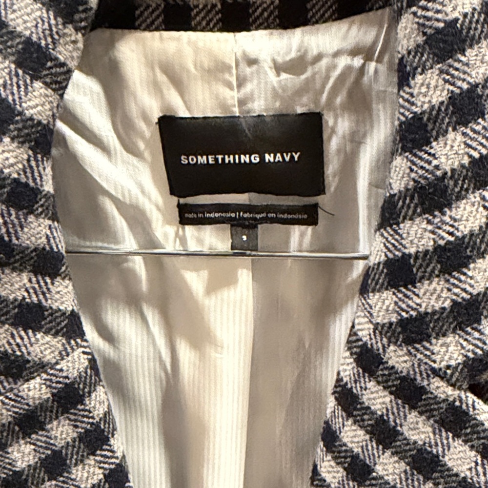 Something Navy Checkered Jacket in Black and White